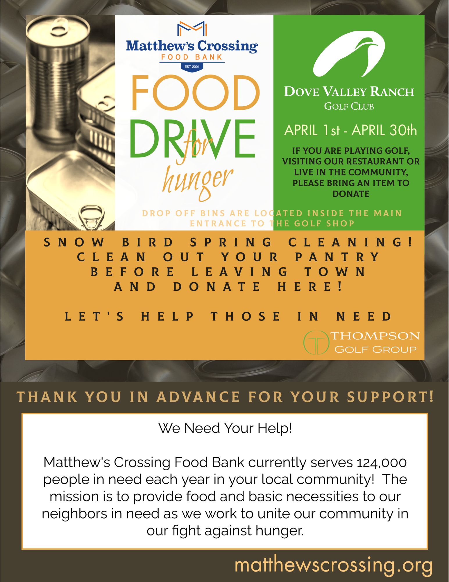 Annual Food Drive - Month of April!