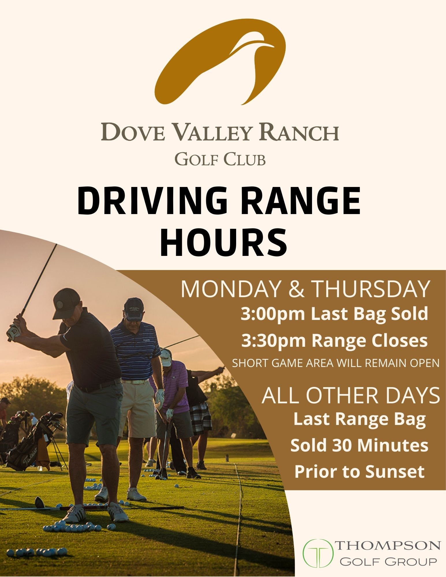 DVR Driving Range Hours March